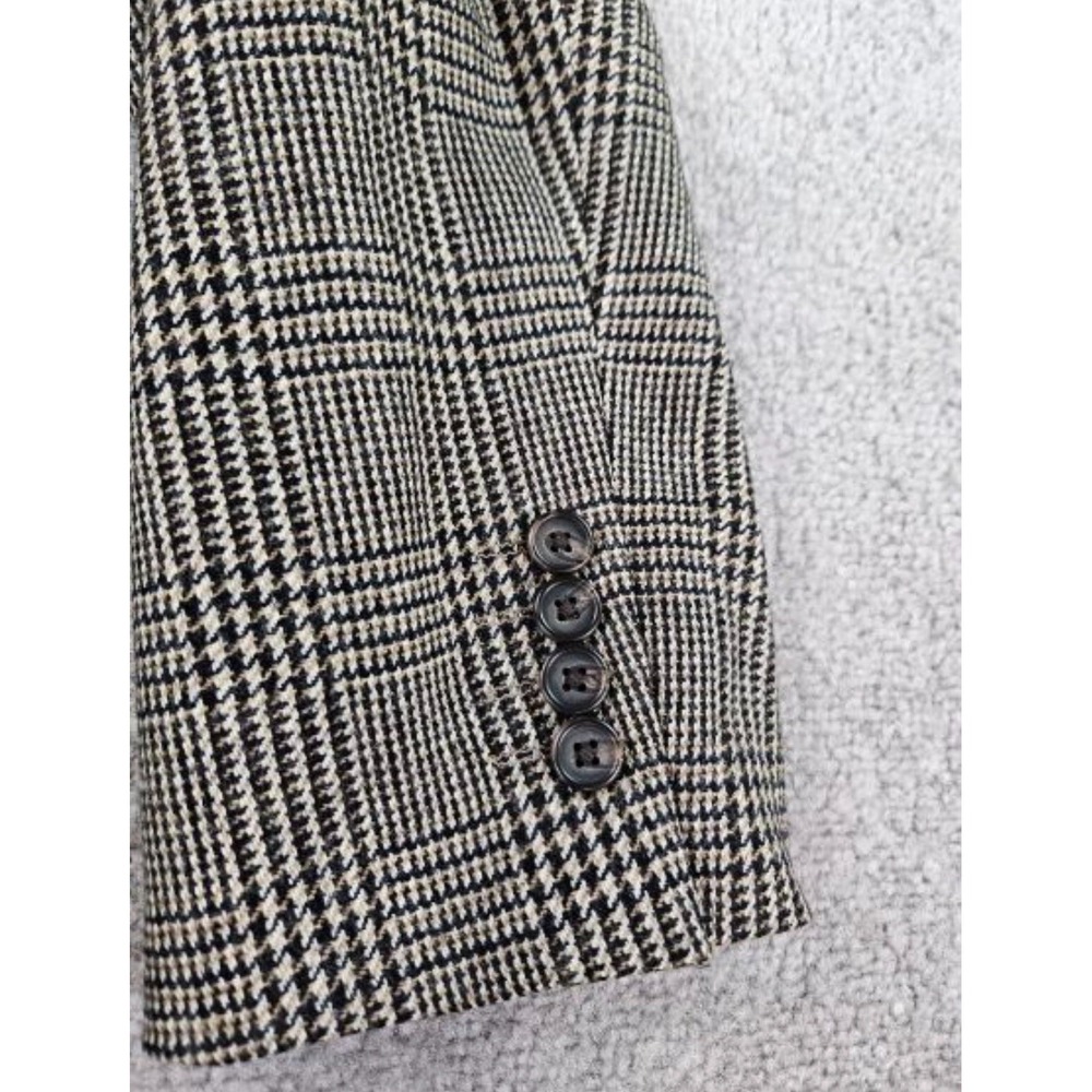 Vintage Ralph Lauren Suit Jacket 42 L Beige Black Wool Cashmere Prince of Whales - Picture 16 of 16